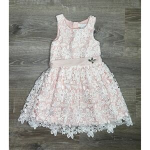 Camilla Girls Pink White Floral Lace Dress Special Occasion Flower‎ Girl Size 6